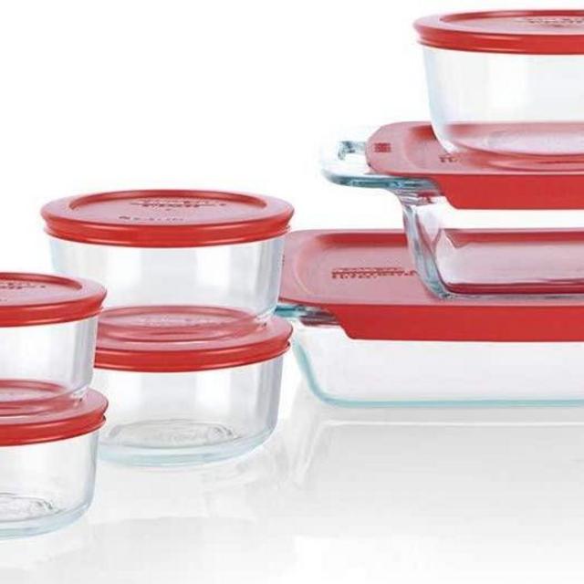 Pyrex Easy Grab Glass Bakeware and Food Container Set, 14-Piece, Clear