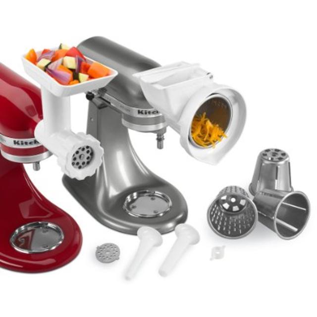 KitchenAid KGSSA Stand Mixer Attachment Pack 2 with Food Grinder, Rotor Slicer & Shredder, and Sausage Stuffer