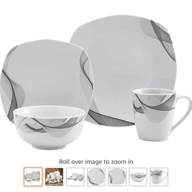 Tabletops Gallery 16 Piece Dinnerware Set (Jane Black Square)