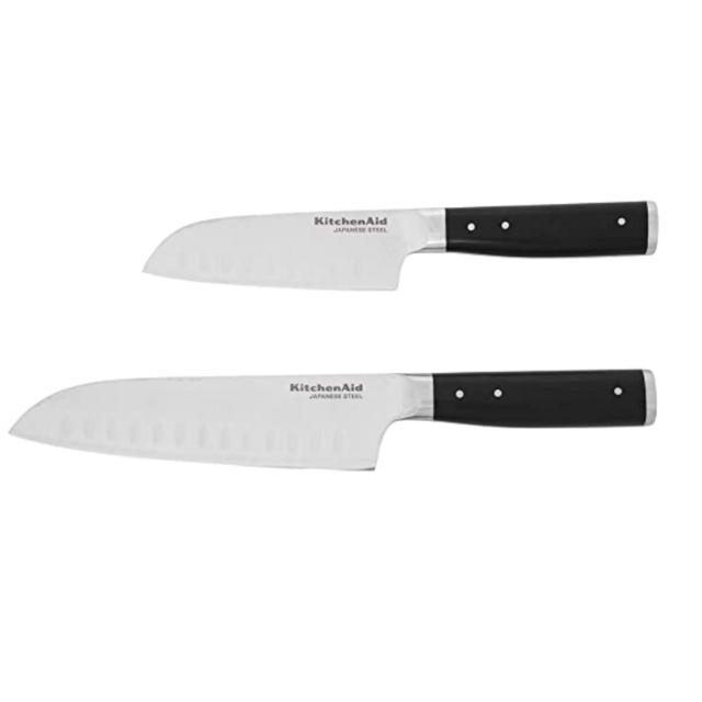 KitchenAid Gourmet Triple Rivet Santoku Knife Set, 2-Piece (Black)