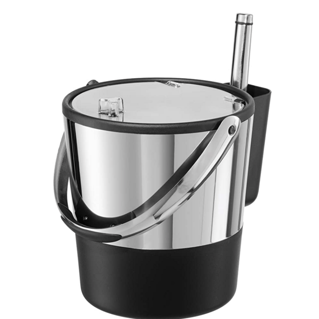 Oggi Insulated Ice Bucket, 4 Quart (Stainless Steel, Black)