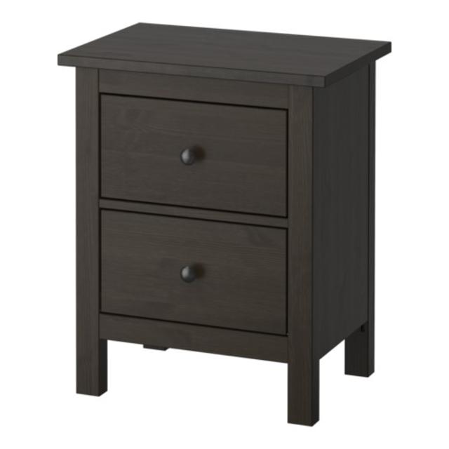 Nightstand - HEMNES 2-drawer chest, black-brown