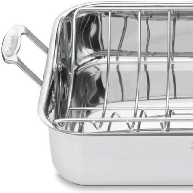 Roasting Pan - Cuisinart MCP117-16BR MultiClad Pro Stainless 16-Inch Rectangular Roaster with Rack