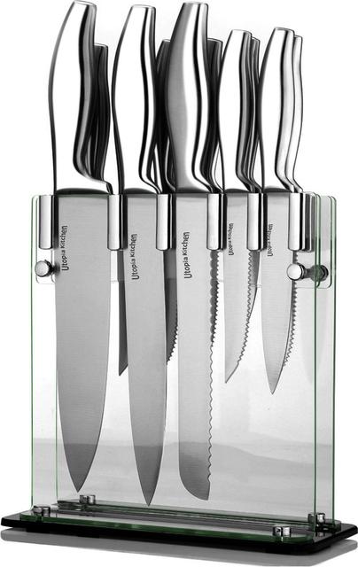 Utopia Kitchen Premium Class Stainless-Steel 12 Knife Set with Acrylic Stand