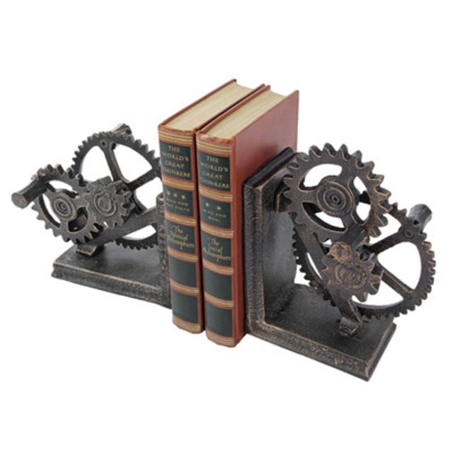 Industrial Gear Sculptural Iron Book End