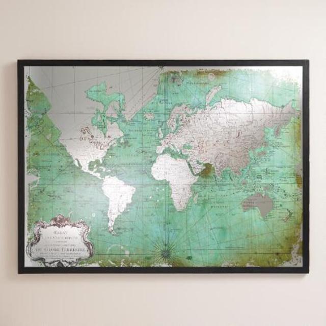 Green Mirrored World Map