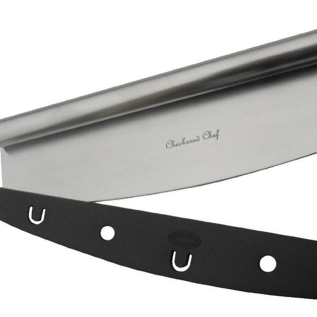Checkered Chef Pizza Cutter Sharp Rocker Blade With Cover. Heavy Duty Stainless Steel. Best Way To Cut Pizzas And More. Dishwasher Safe.