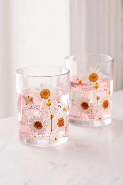 Pressed Daisy Glasses Set