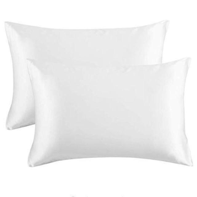 Bedsure Satin Pillowcase for Hair and Skin, 2-Pack - Queen Size (20x30 inches) Pillow Cases - Satin Pillow Covers with Envelope Closure, Pure White