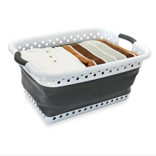 SALT Collapsible Laundry Basket in Grey/White