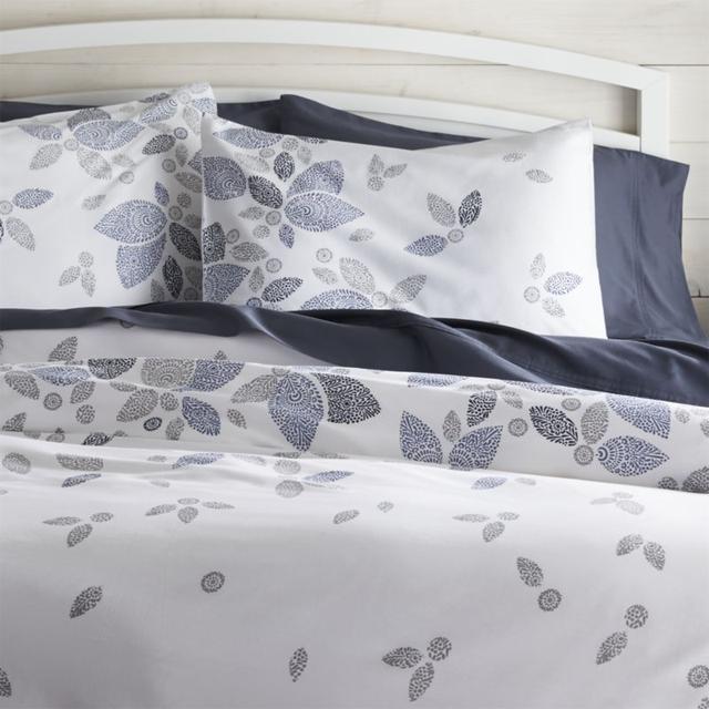 Henna Leaf Blue King Duvet Cover