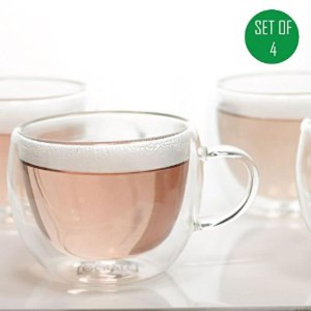 Universe Double Wall Glass Tea & Coffee Espresso Cups Glasses, Set of 4