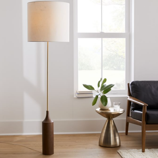 Hudson Wood Base Floor Lamp (68") - Cool Walnut