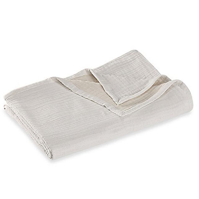 Kenneth Cole Reaction Home Reversible Cotton Blanket KING WHITE