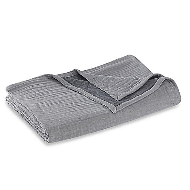 Kenneth Cole Home Reversible Blanket FULL/QUEEN SILVER