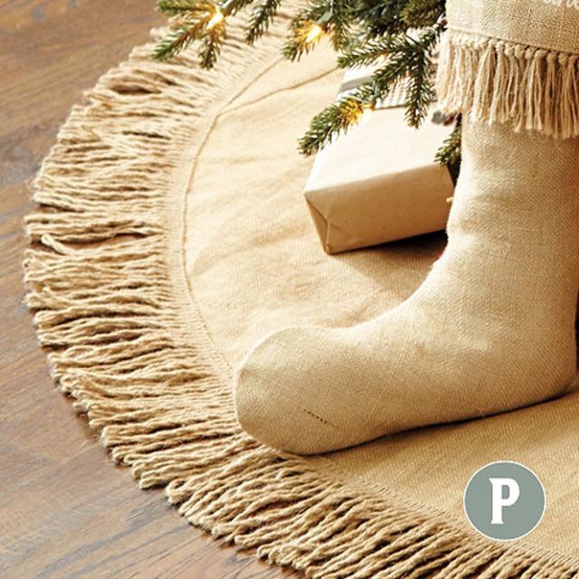 Fringed Burlap Tree Skirt NATURAL
