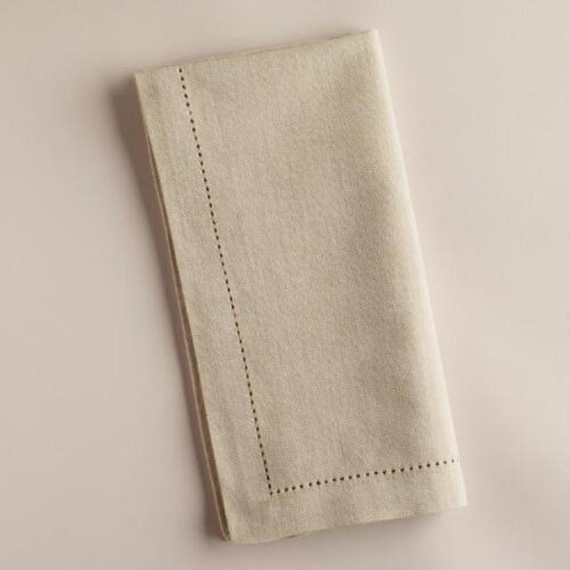 Parchment Hemstitch Napkins, Set of 4