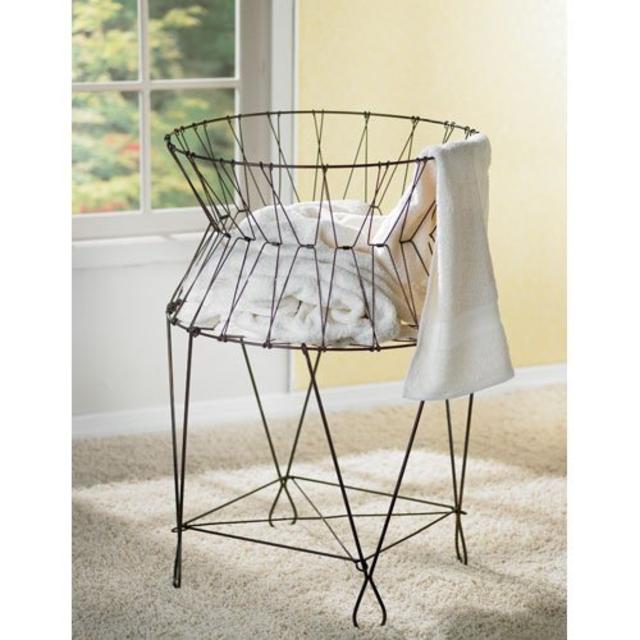 KINDWER Vintage Wire Laundry Basket Hamper