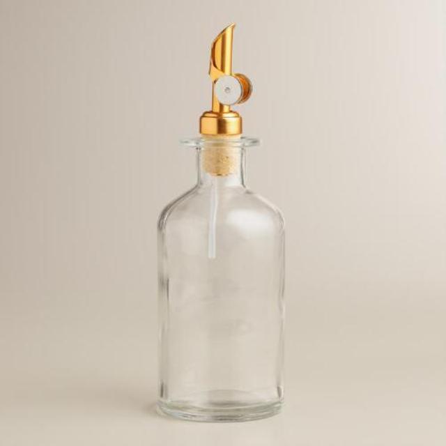 Glass Oil Bottle with Gold Stopper