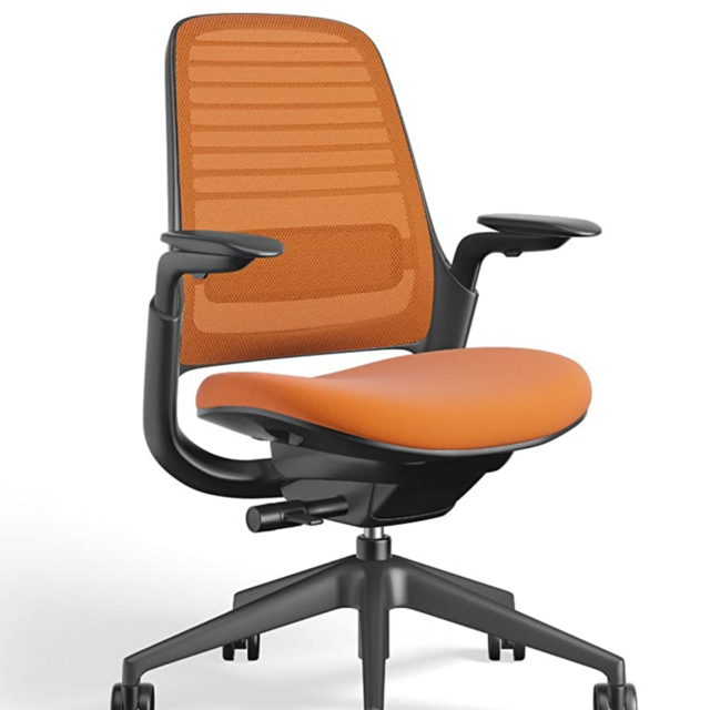 Steelcase Series 1 Work Office Chair, Tangerine with Hard Floor Casters