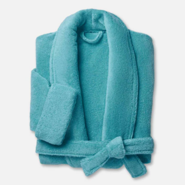 Brooklinen Super-Plush Robe, Size L in Aqua Blue