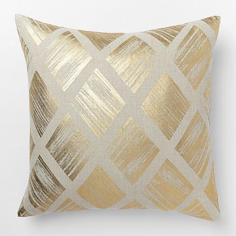 Metallic Diamond Pillow Cover – Gold