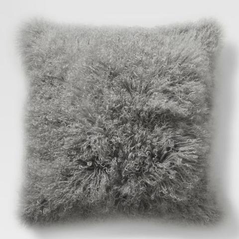 Mongolian Lamb Pillow Cover - Platinum (24" Sq.)