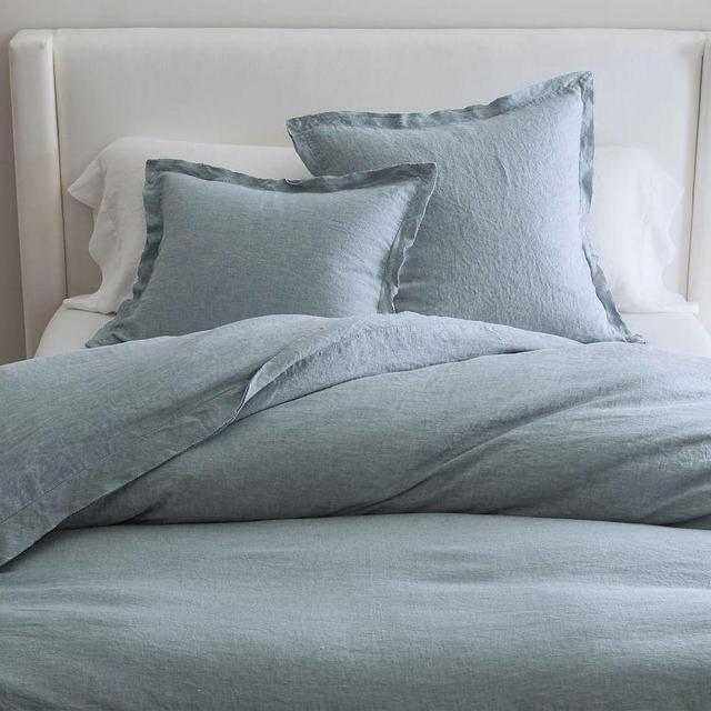 Pottery Barn - Chambray/Flax Belgian Flax Linen Double Flange Duvet Cover, King