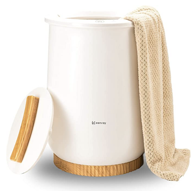 Keenray Bucket Towel Warmers, Luxury Towel Warmer, Large Towel Warmer for Bathroom, Auto Shut Off, Fits Up to Two 40"X70" Oversized Towels, Bathrobes, Blankets, PJ's and More, White, CL1