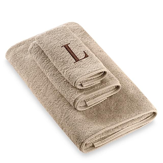 Avanti Premier Brown Block Monogram Letter "L" Hand Towel in Linen