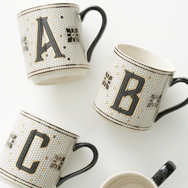 Tiled Margot Monogram Mug (Letters D & S)