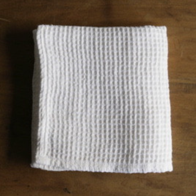 Linen Waffle Small Towel in White