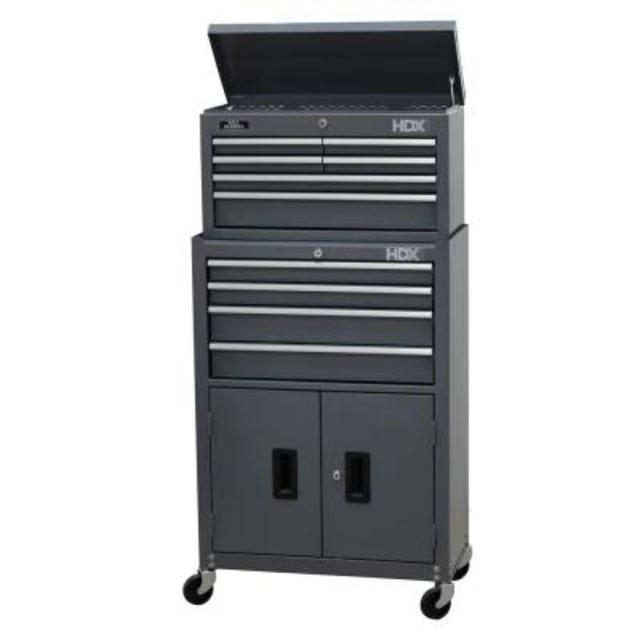 24 in. 10-Drawer Tool Chest and Rolling Tool Cabinet Set, Grey