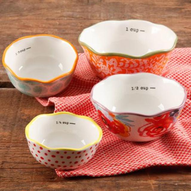 The Pioneer Woman Flea Market 4-Piece Ceramic Decorated Measuring Bowls