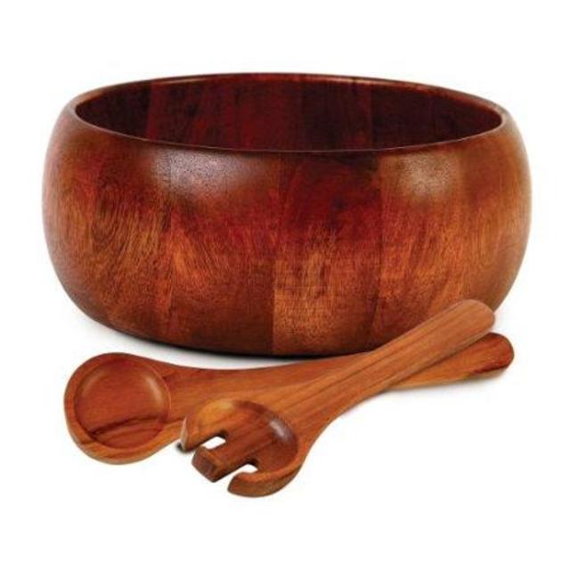 Gibson Home Salad Set - Salad Bowl, Serving Spoon, Serving Fork - Acacia Wood (60687-03)