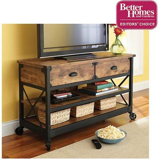 Better Homes and Gardens Rustic Country Antiqued Black/Pine Panel TV Stand for TVs up to 52"