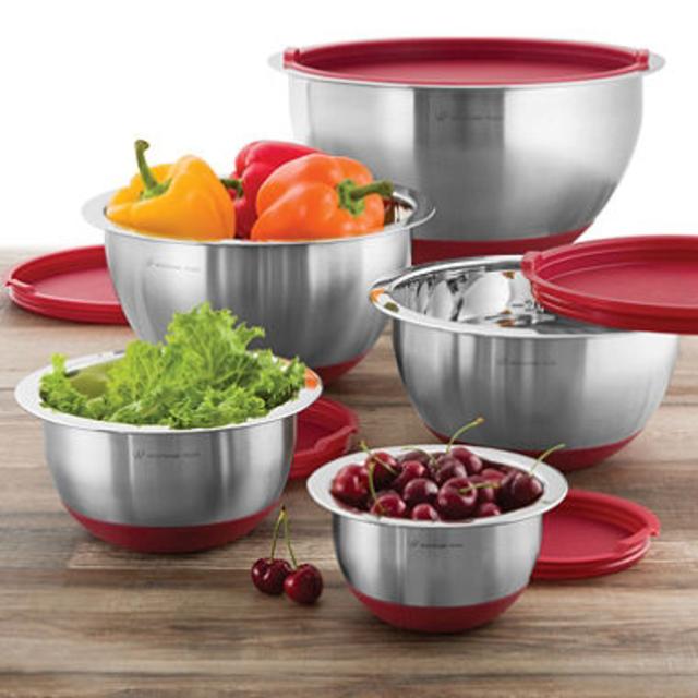 Wolfgang Puck 10-Piece Stainless Steel Mixing Bowl Set - Assorted Colors