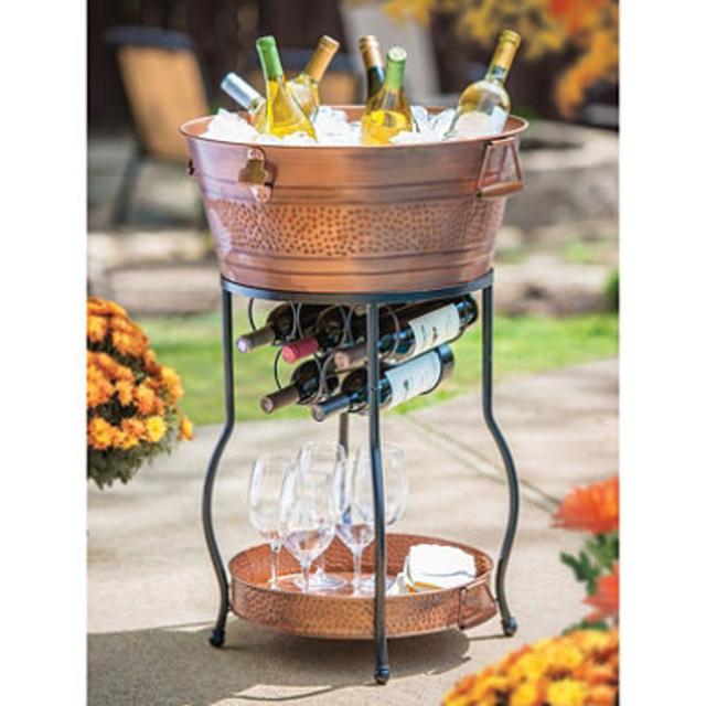 Galvanized Copper Party Bucket with Stand and Tray