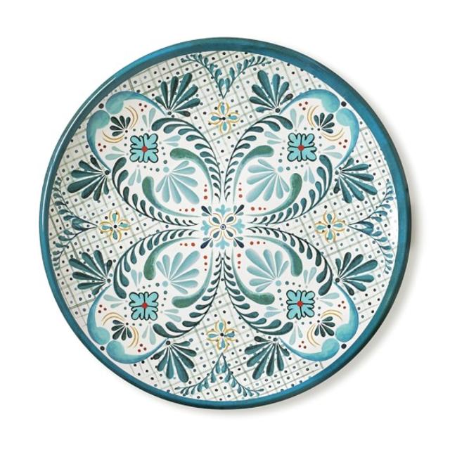 Veracruz Blue Melamine Dinner Plates, Set of 4