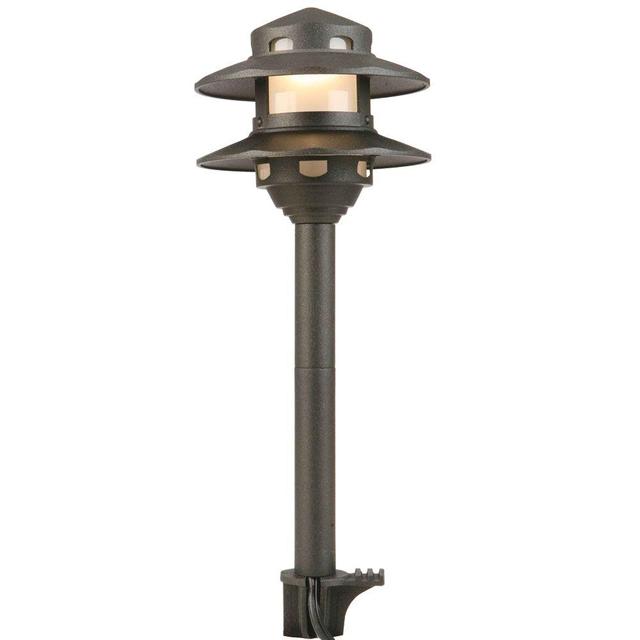 Low-Voltage Integrated LED Black Outdoor 2-Tier Path Light
