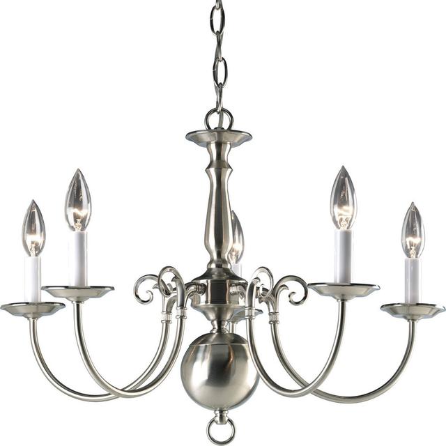 Progress Lighting Americana 23.5-in 5-Light Brushed Nickel Candle Chandelier