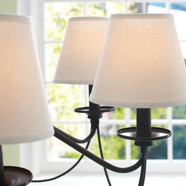 PB Basic Linen Chandelier Shade, Set of 3
