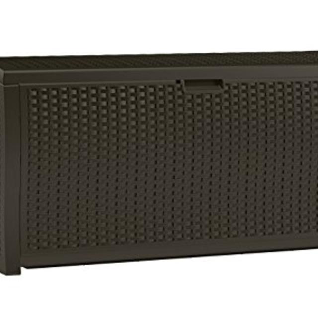 Suncast DBW9200 Mocha Wicker Resin Deck Box, 99-Gallon