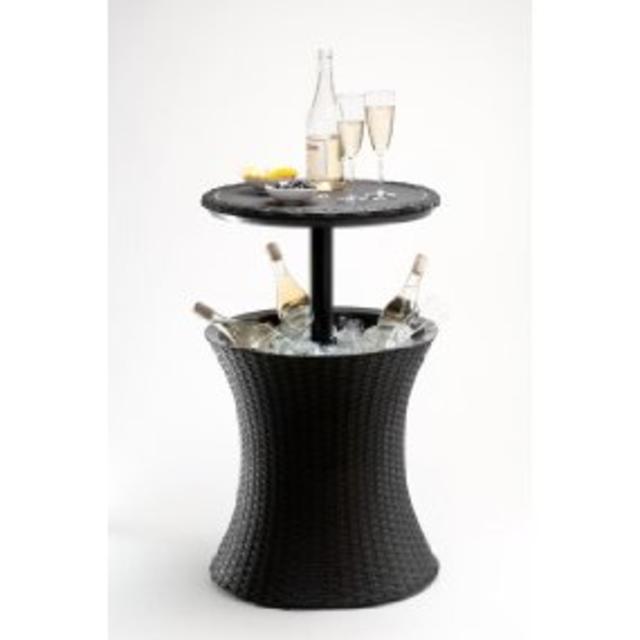 Keter 7.5-Gal Cool Bar Rattan Style Outdoor Patio Pool Cooler Table, Brown