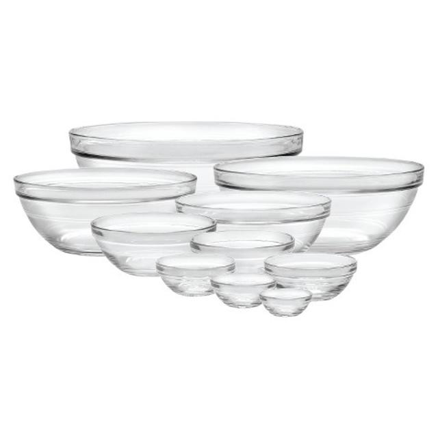 Duralex 10pc Glass Stackable Bowls - Clear product details page