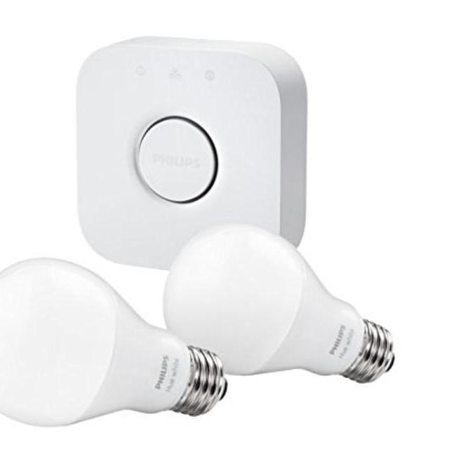 Smart Bulbs: Philips Hue LED Starter Kit (2 bulbs + Hue Bridge hub), Newest Model, Works with Alexa