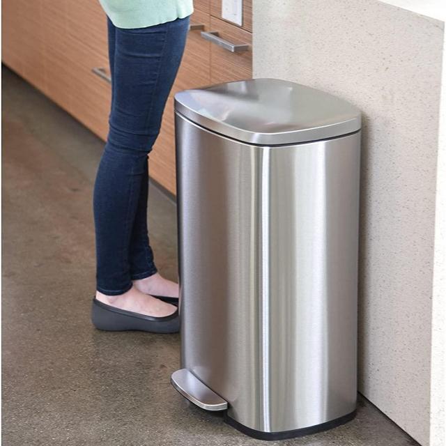 iTouchless SoftStep 13.2 Gallon Stainless Steel Step Trash Can with Silent and Gentle Lid Close, 50 Liter Pedal Garbage Bin for Kitchen, Home, Office