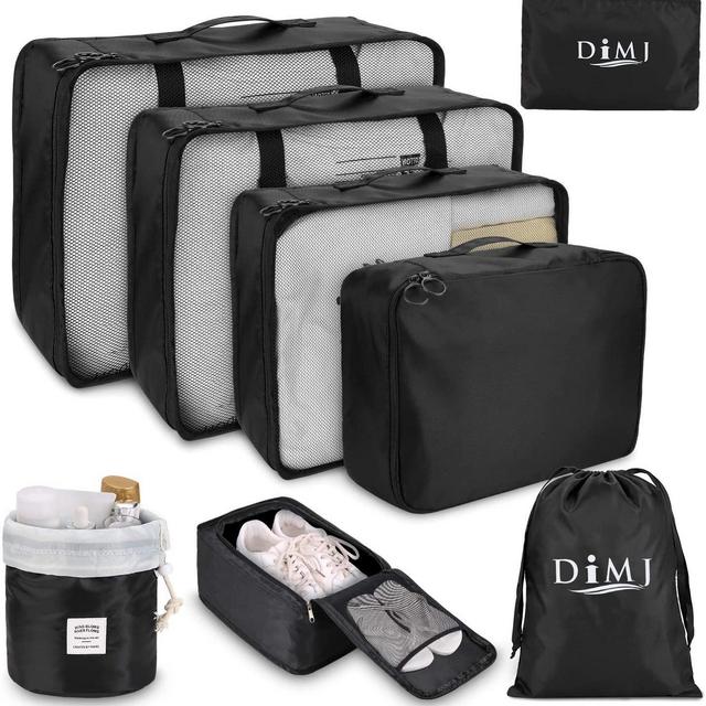 Packing Cubes for Travel, 8 Pcs Travel Cubes Set Foldable Suitcase Organizer Lightweight Luggage Storage Bag (black)