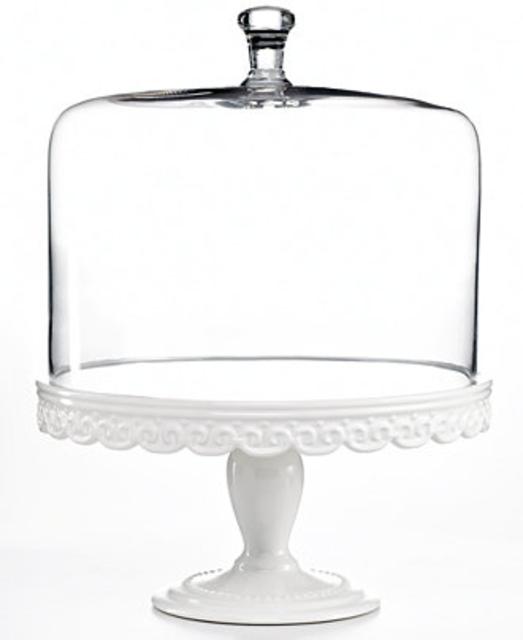 Martha Stewart Collection Serveware, Embossed Cake Stand with Dome