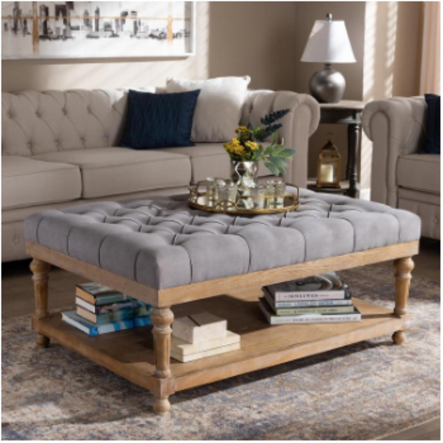 Baxton Studio Lindsey Grey Cocktail Ottoman